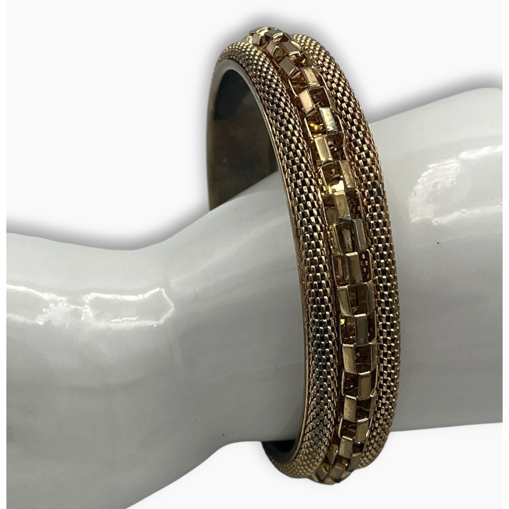 Graziano Revival Chunky Gold Tone Statement Bangle Bracelet